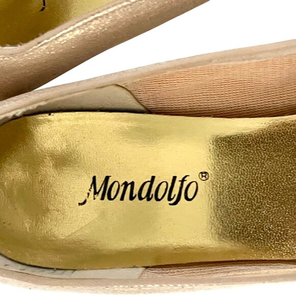 Elegant Gold Vintage Low Heel Pumps 8 Metallic Classic Pointed Toe Party Shoes - Picture 8 of 9